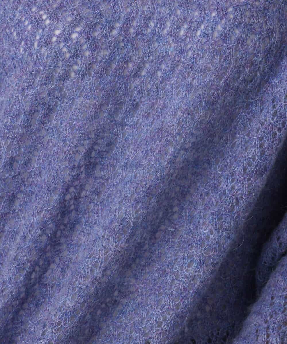 FKFAD42160 MK MICHEL KLEIN(MK ミッシェルクラン) 透かし編みニットフーディープルオーバー/洗える パープル