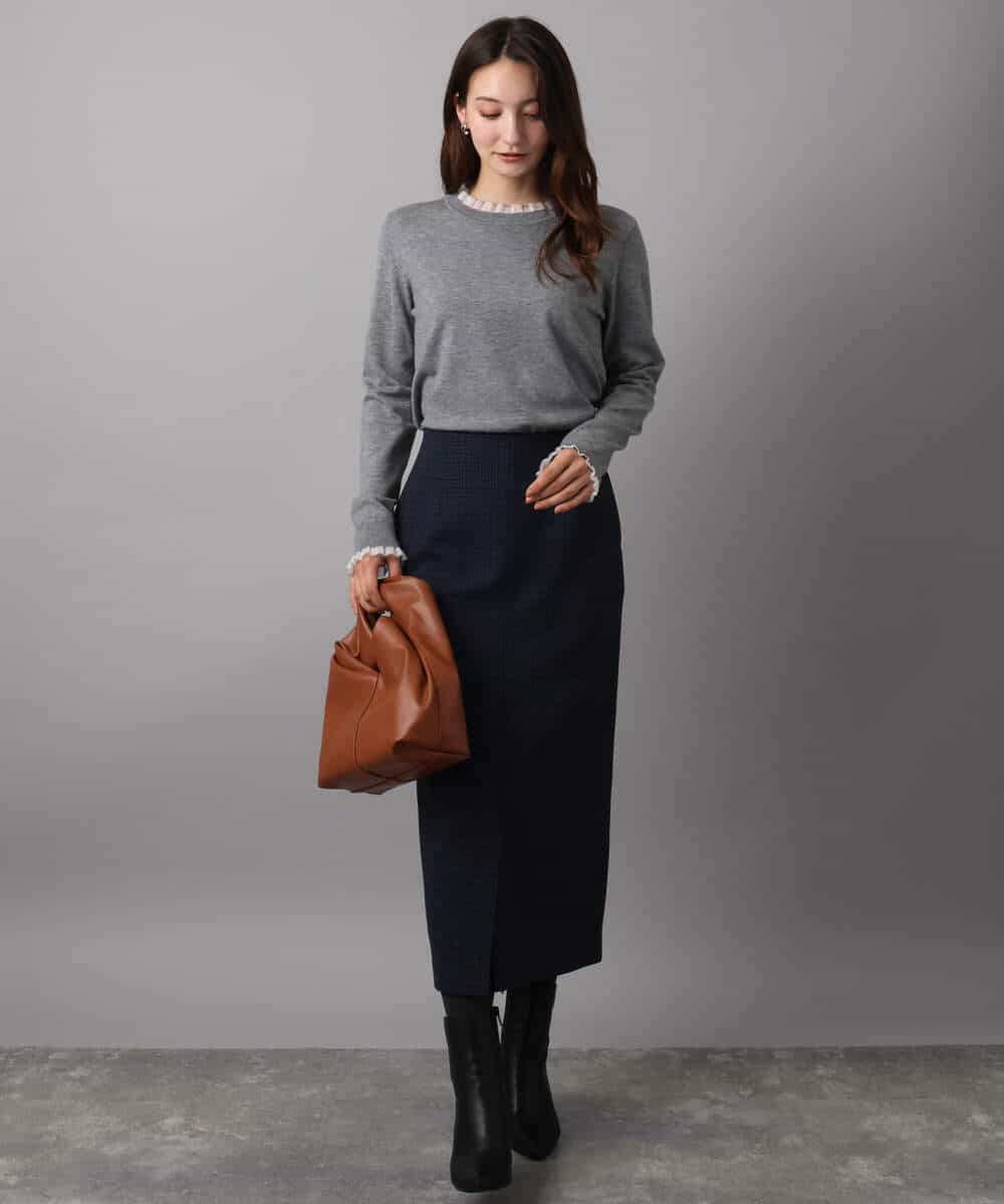 FKFAD43130 MK MICHEL KLEIN(MK ミッシェルクラン) ミニフリルデザインニット/洗える ラベンダー