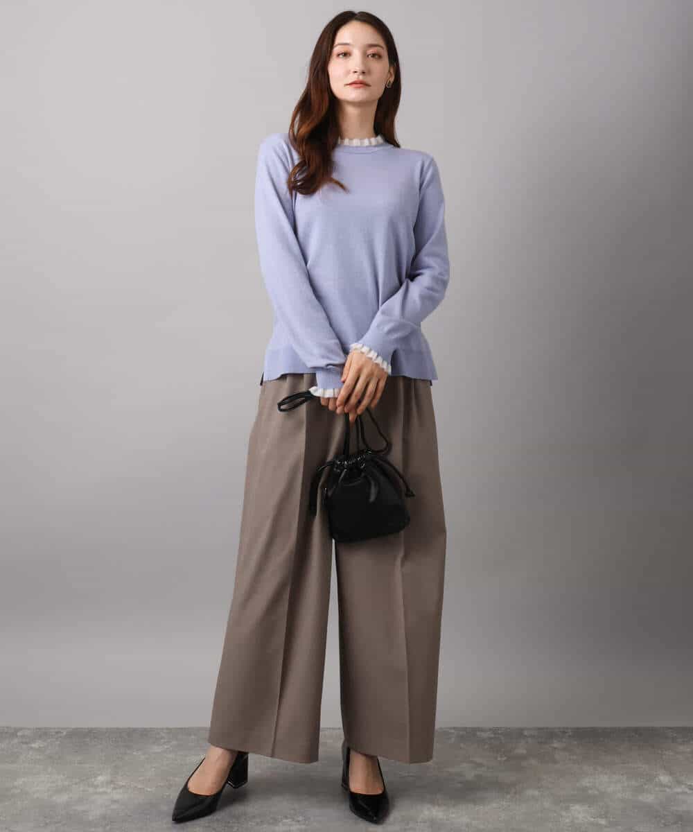 FKFAD43130 MK MICHEL KLEIN(MK ミッシェルクラン) ミニフリルデザインニット/洗える ラベンダー