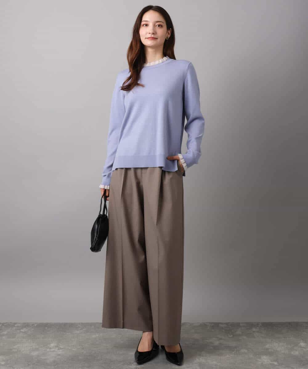 FKFAD43130 MK MICHEL KLEIN(MK ミッシェルクラン) ミニフリルデザインニット/洗える ラベンダー