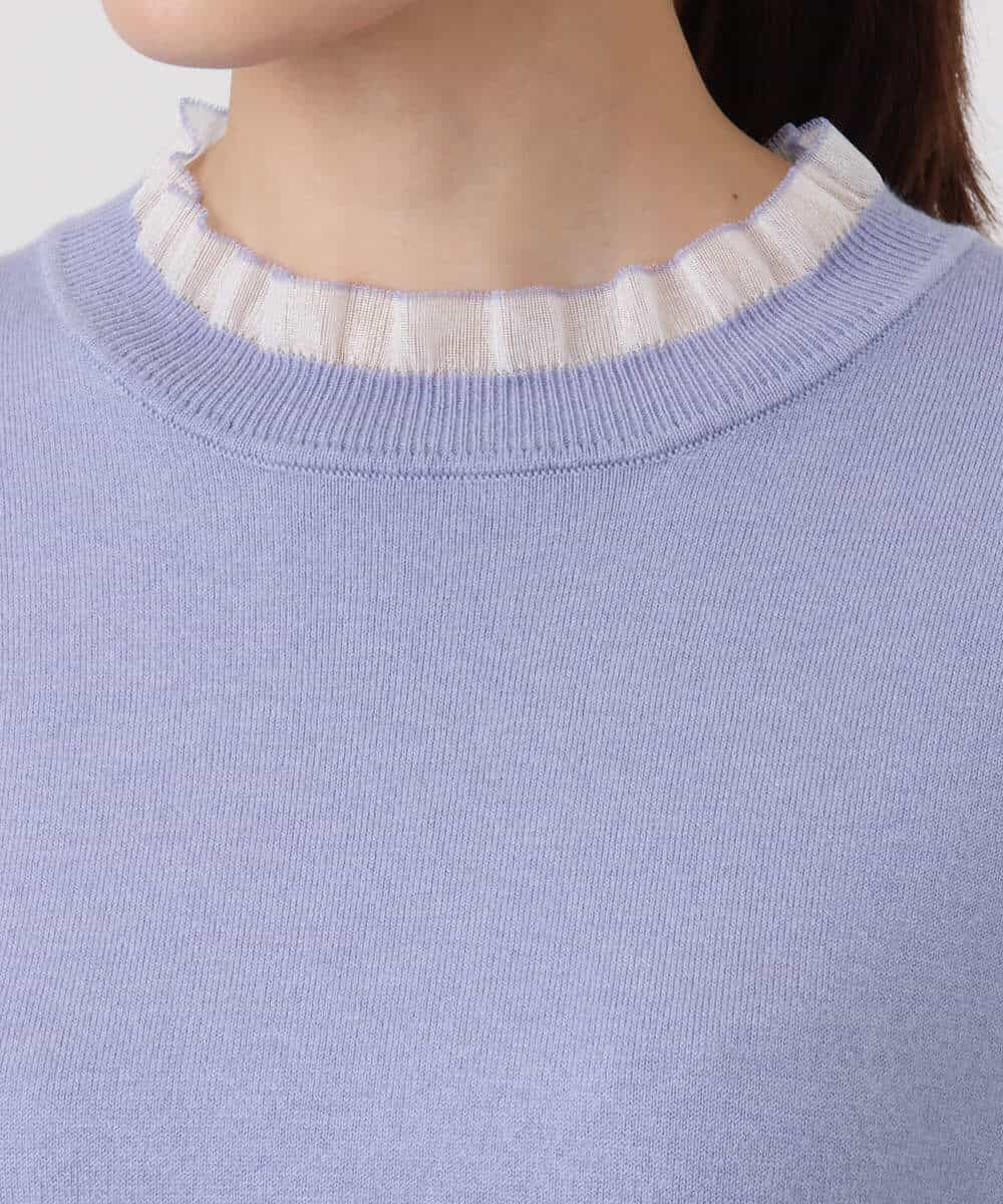 FKFAD43130 MK MICHEL KLEIN(MK ミッシェルクラン) ミニフリルデザインニット/洗える ラベンダー