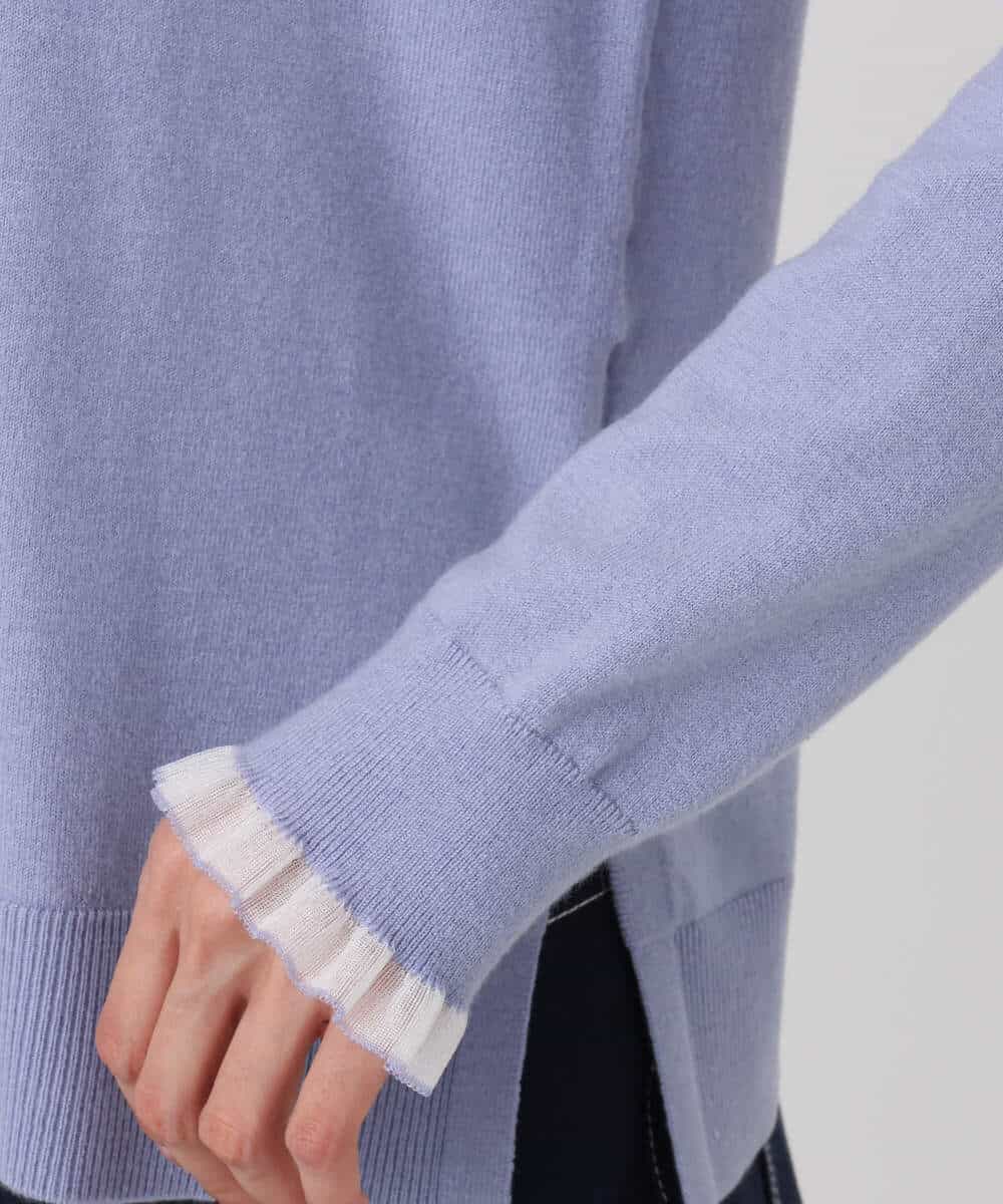 FKFAD43130 MK MICHEL KLEIN(MK ミッシェルクラン) ミニフリルデザインニット/洗える ラベンダー