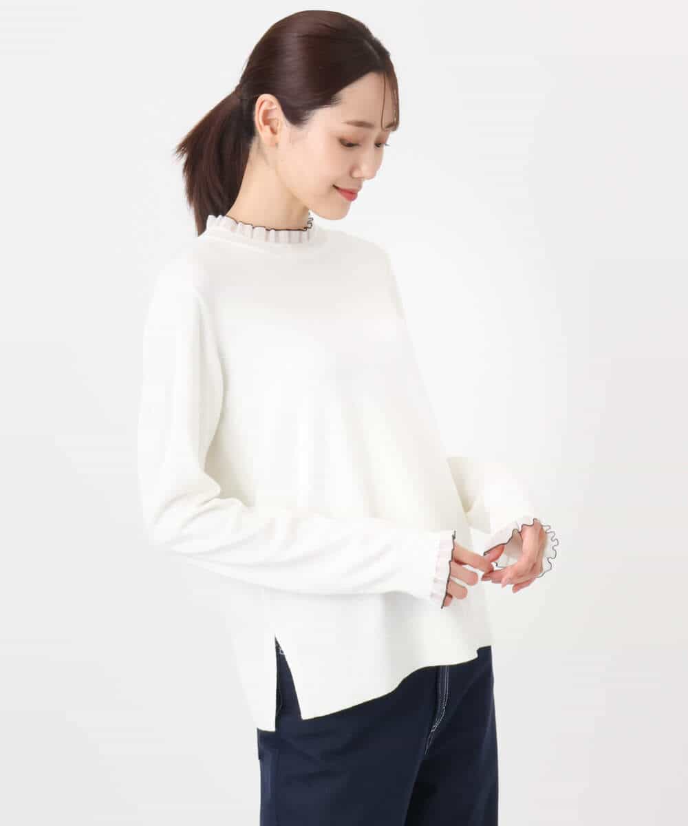 FKFAD43130 MK MICHEL KLEIN(MK ミッシェルクラン) ミニフリルデザインニット/洗える ラベンダー