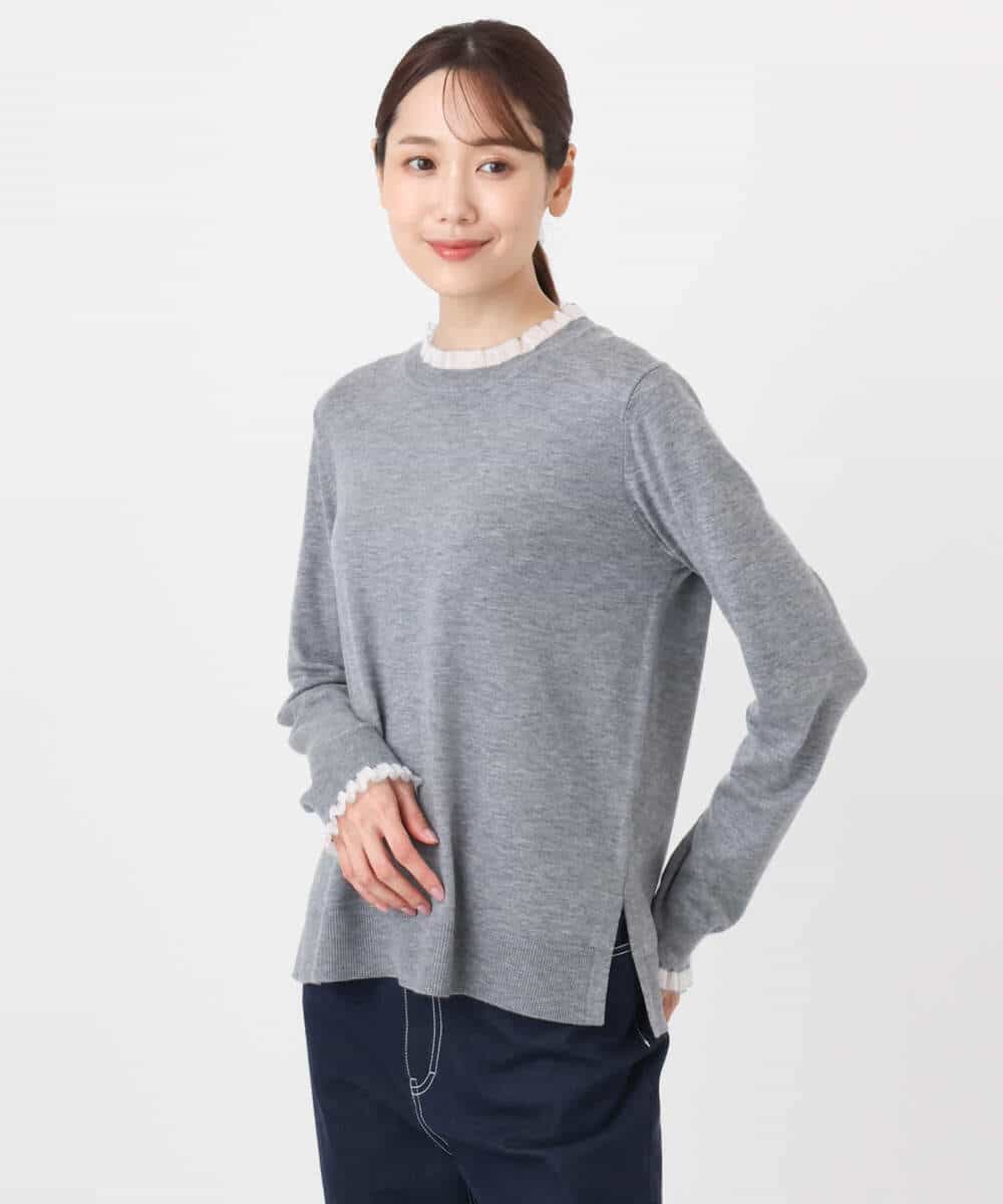 FKFAD43130 MK MICHEL KLEIN(MK ミッシェルクラン) ミニフリルデザインニット/洗える ラベンダー
