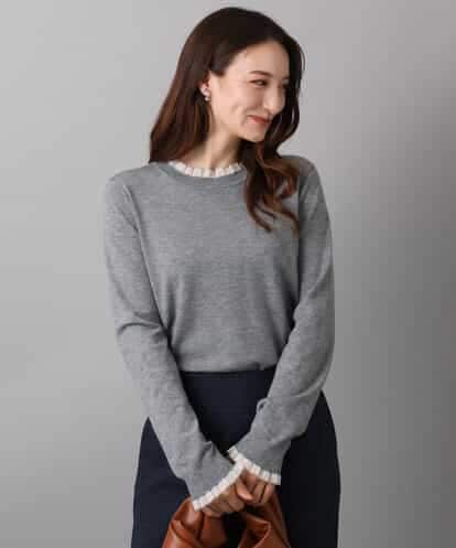 FKFAD43130 MK MICHEL KLEIN ミニフリルデザインニット/洗える