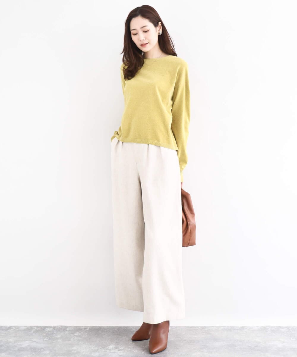 FKFAD45120 MK MICHEL KLEIN(MK ミッシェルクラン) モールヤーンボートネックニット/洗える マスタード
