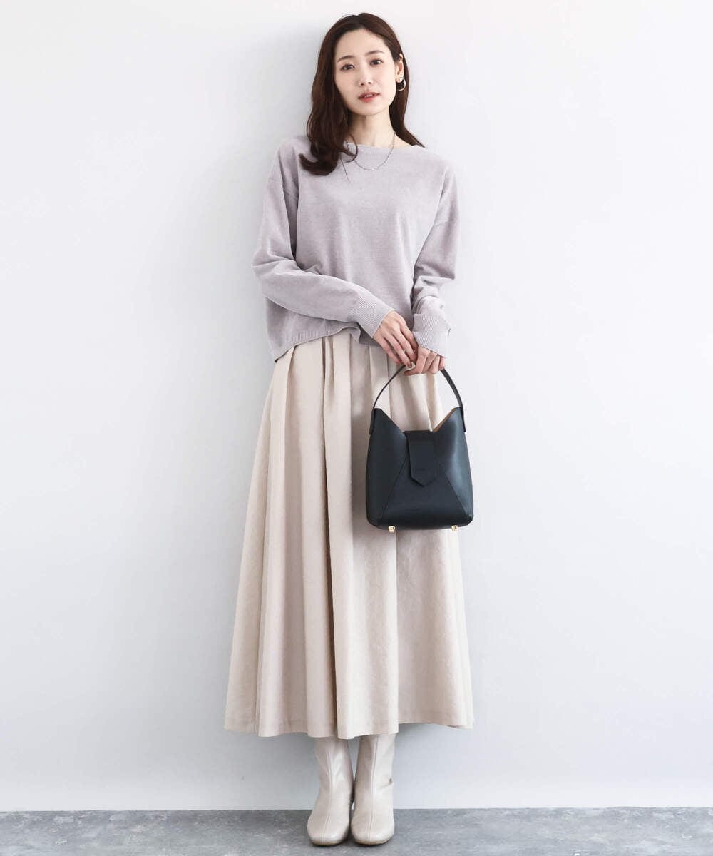 FKFAD45120 MK MICHEL KLEIN(MK ミッシェルクラン) モールヤーンボートネックニット/洗える マスタード