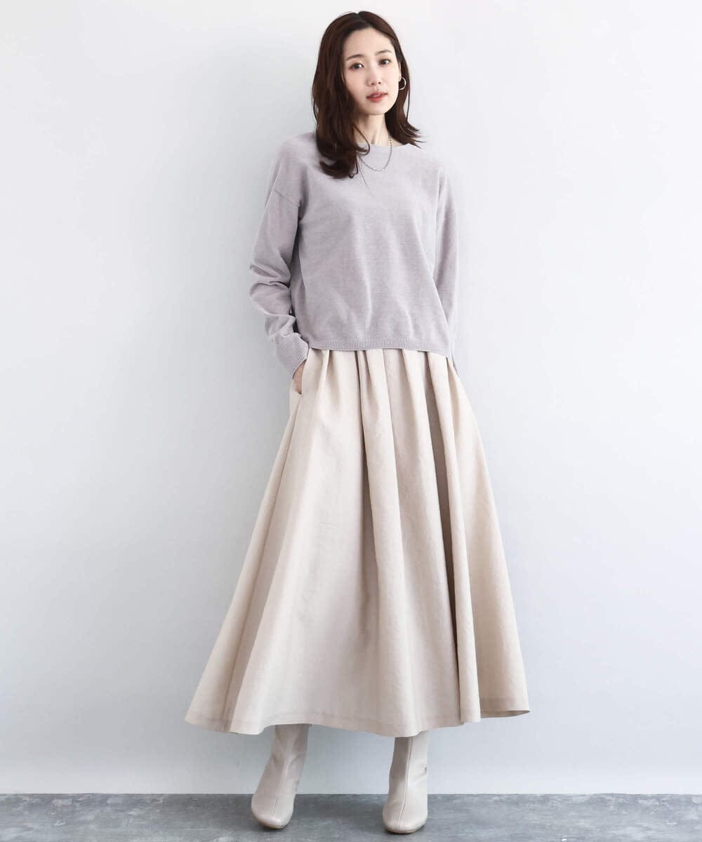 FKFAD45120 MK MICHEL KLEIN(MK ミッシェルクラン) モールヤーンボートネックニット/洗える マスタード