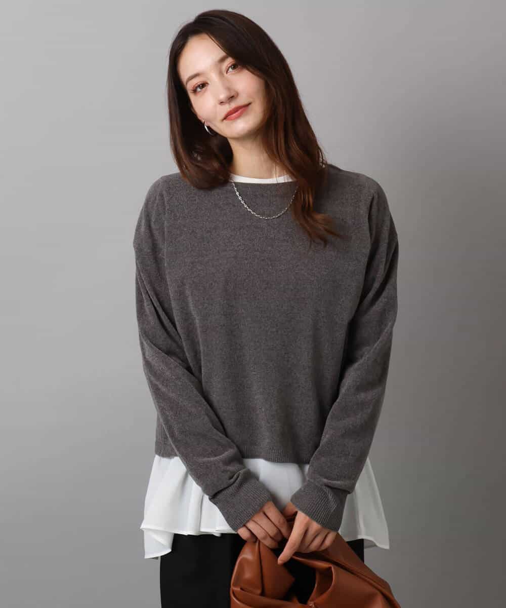 FKFAD45120 MK MICHEL KLEIN(MK ミッシェルクラン) モールヤーンボートネックニット/洗える マスタード