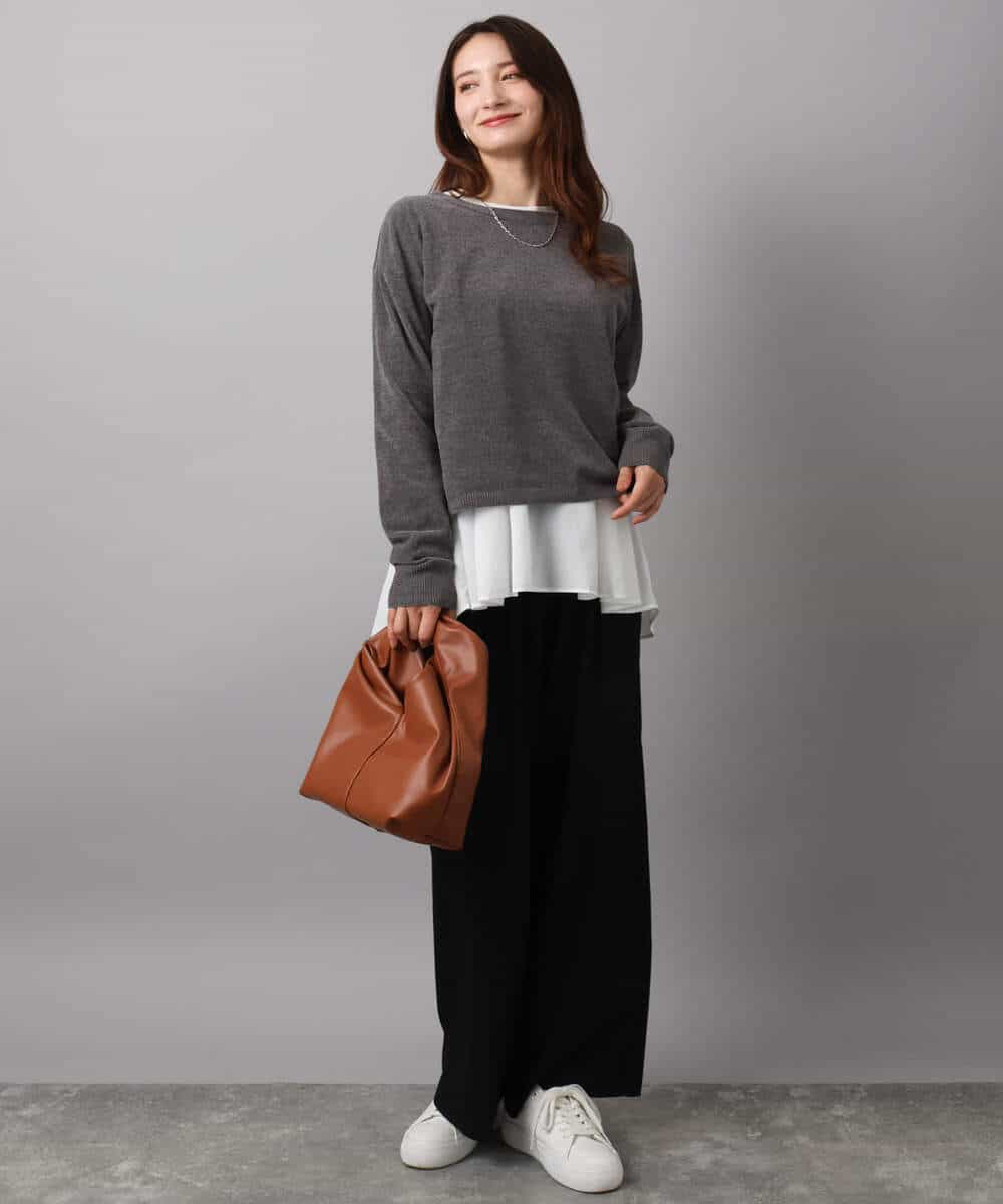 FKFAD45120 MK MICHEL KLEIN(MK ミッシェルクラン) モールヤーンボートネックニット/洗える マスタード