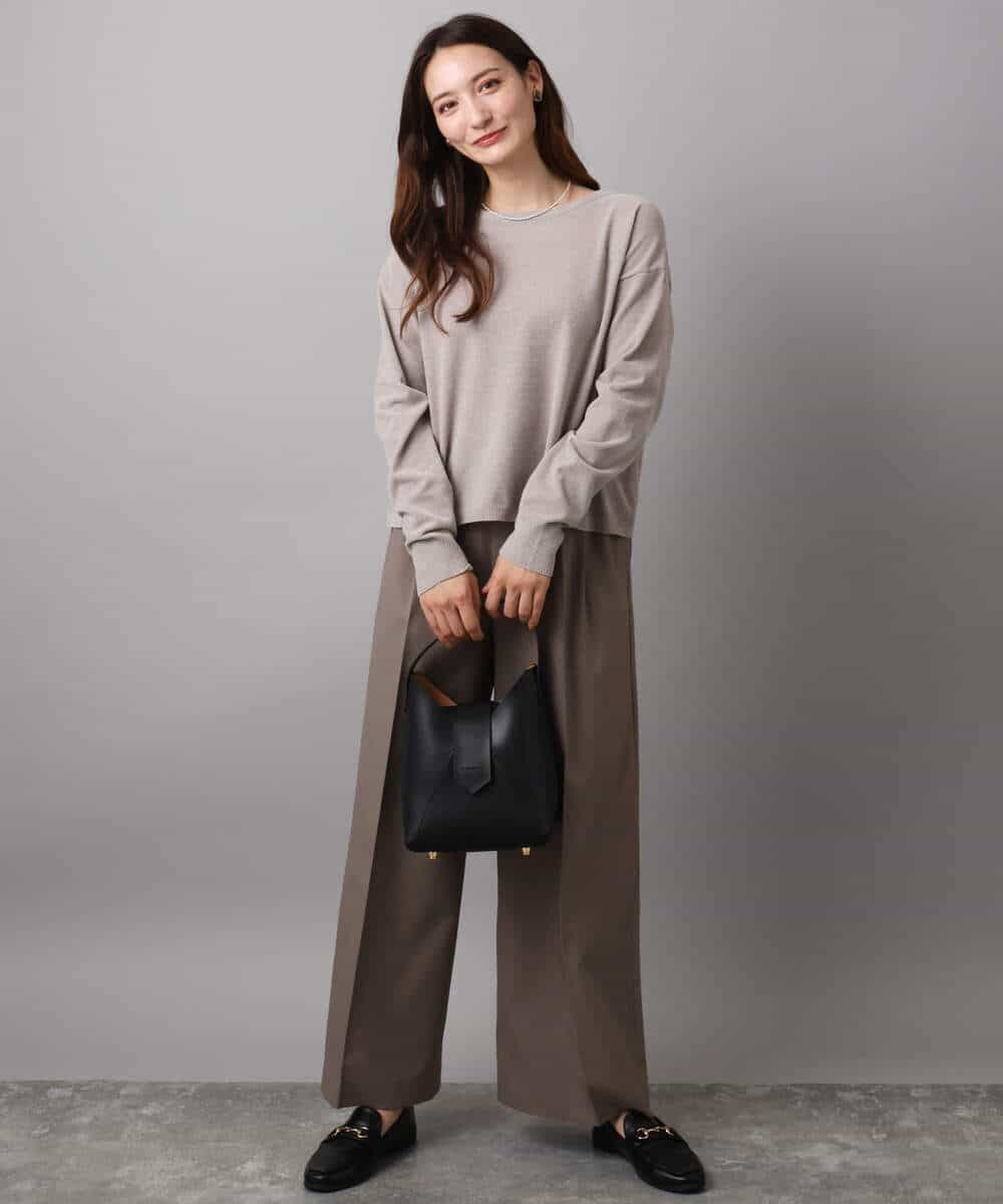FKFAD45120 MK MICHEL KLEIN(MK ミッシェルクラン) モールヤーンボートネックニット/洗える マスタード