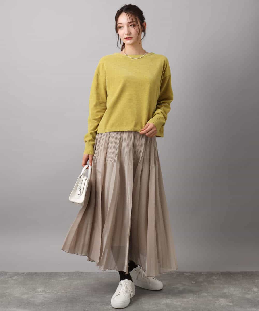 FKFAD45120 MK MICHEL KLEIN(MK ミッシェルクラン) モールヤーンボートネックニット/洗える マスタード