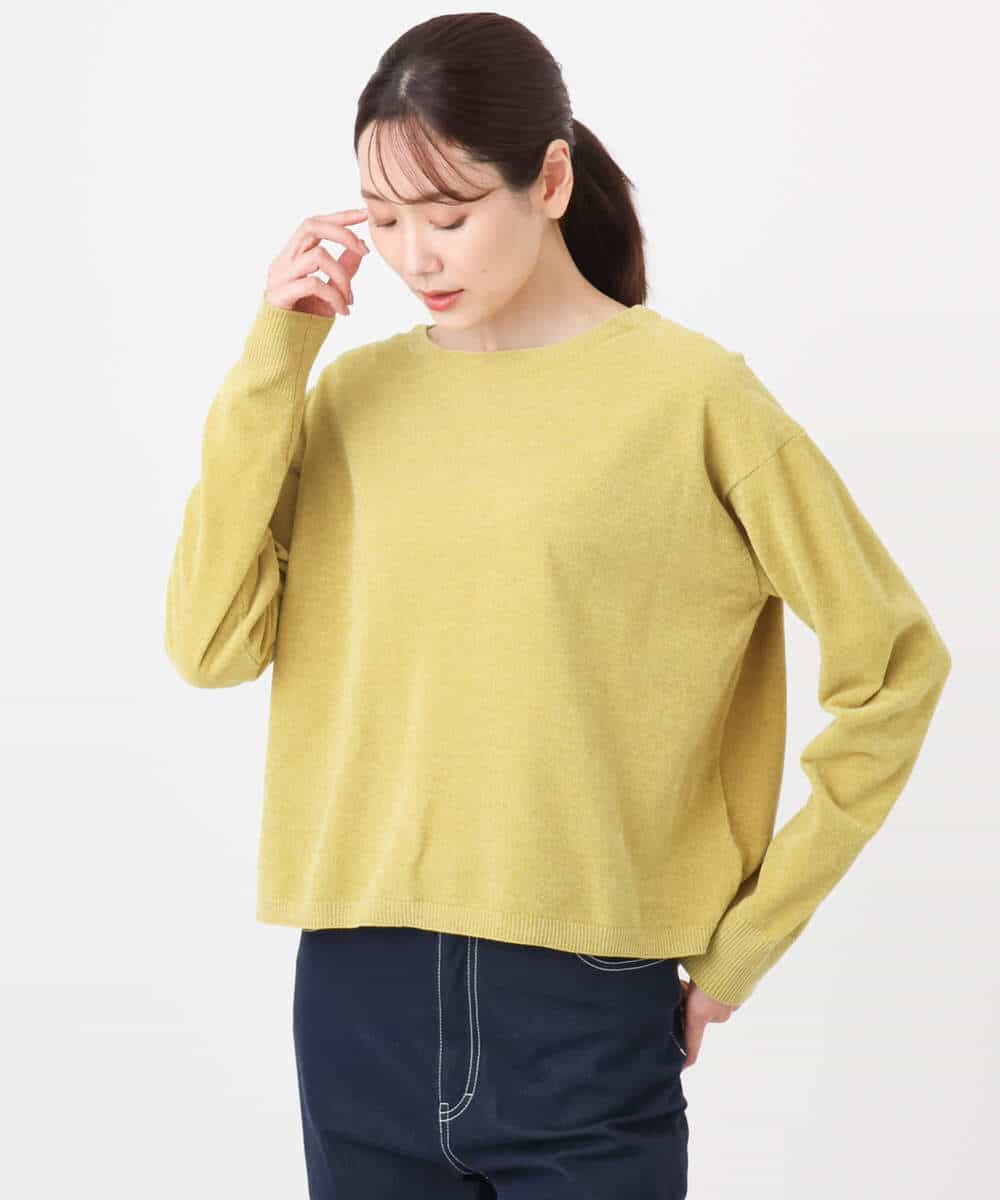 FKFAD45120 MK MICHEL KLEIN(MK ミッシェルクラン) モールヤーンボートネックニット/洗える マスタード