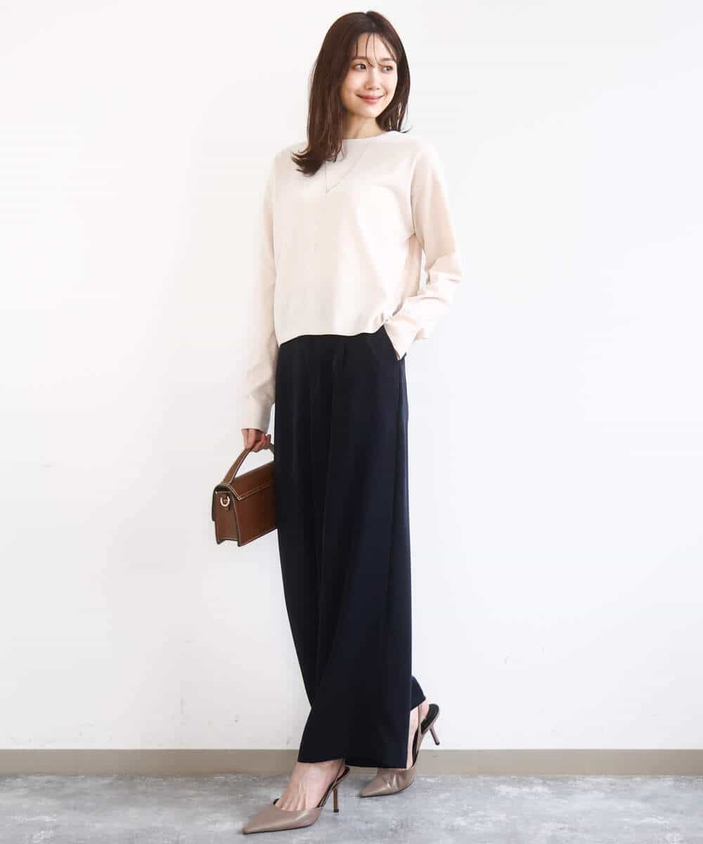 FKFAD45120 MK MICHEL KLEIN(MK ミッシェルクラン) モールヤーンボートネックニット/洗える マスタード