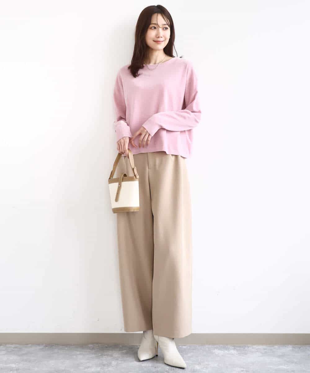 FKFAD45120 MK MICHEL KLEIN(MK ミッシェルクラン) モールヤーンボートネックニット/洗える マスタード