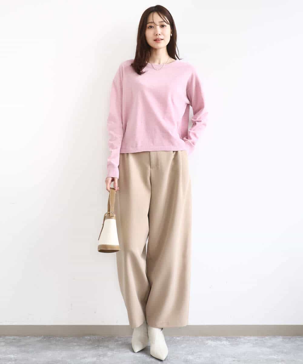 FKFAD45120 MK MICHEL KLEIN(MK ミッシェルクラン) モールヤーンボートネックニット/洗える マスタード