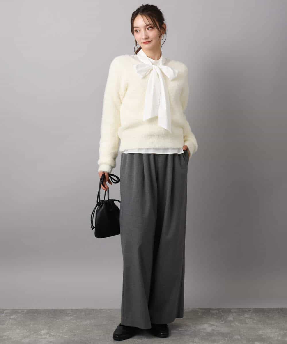 FKFAD46130 MK MICHEL KLEIN(MK ミッシェルクラン) フェザーニットプルオーバー/前後2way/洗える レッド