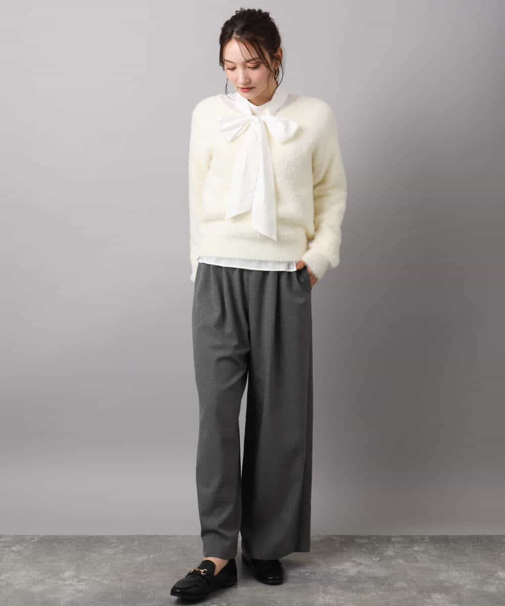 FKFAD46130 MK MICHEL KLEIN(MK ミッシェルクラン) フェザーニットプルオーバー/前後2way/洗える レッド