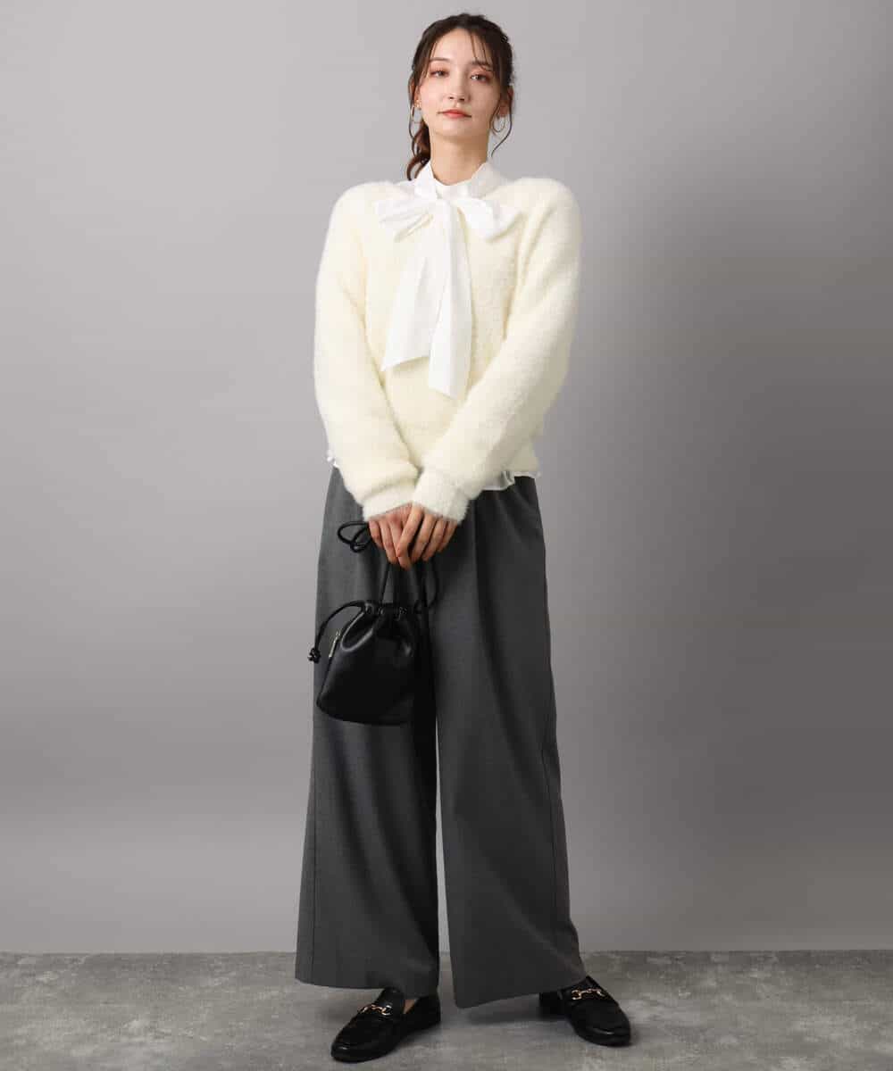 FKFAD46130 MK MICHEL KLEIN(MK ミッシェルクラン) フェザーニットプルオーバー/前後2way/洗える レッド