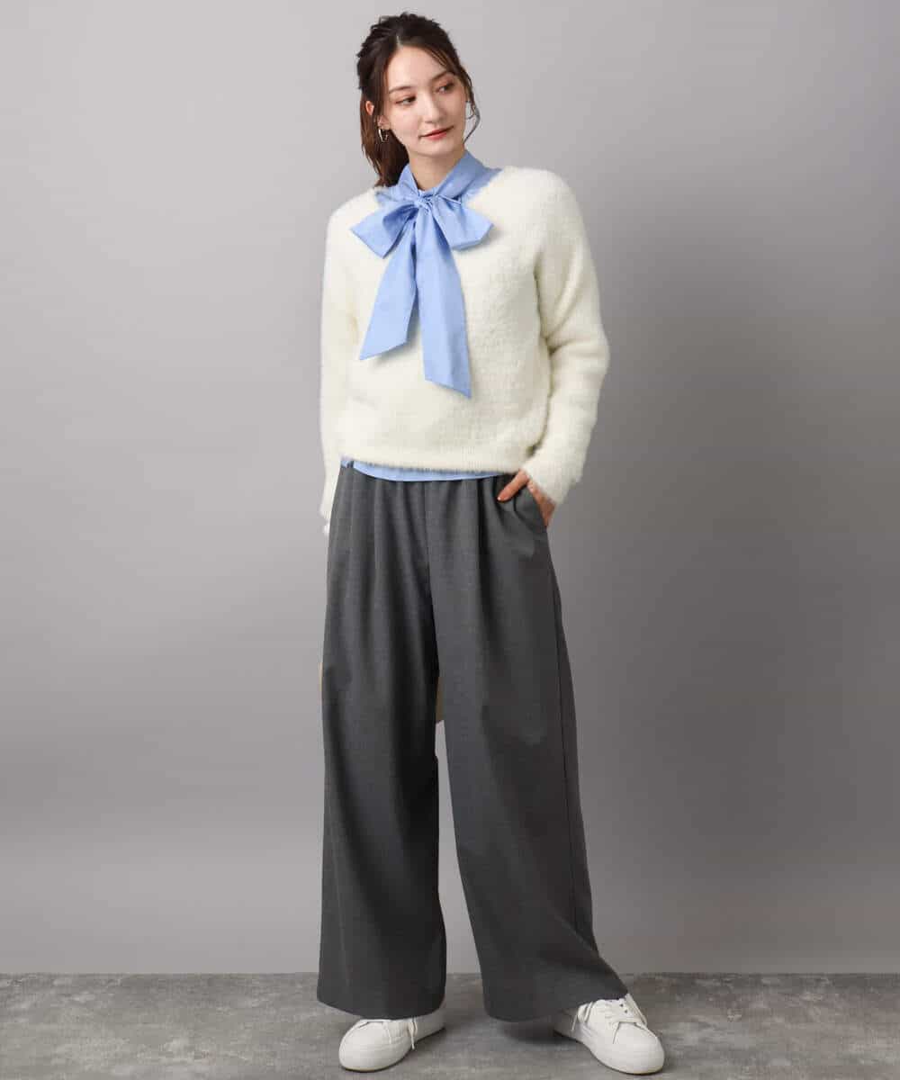 FKFAD46130 MK MICHEL KLEIN(MK ミッシェルクラン) フェザーニットプルオーバー/前後2way/洗える レッド