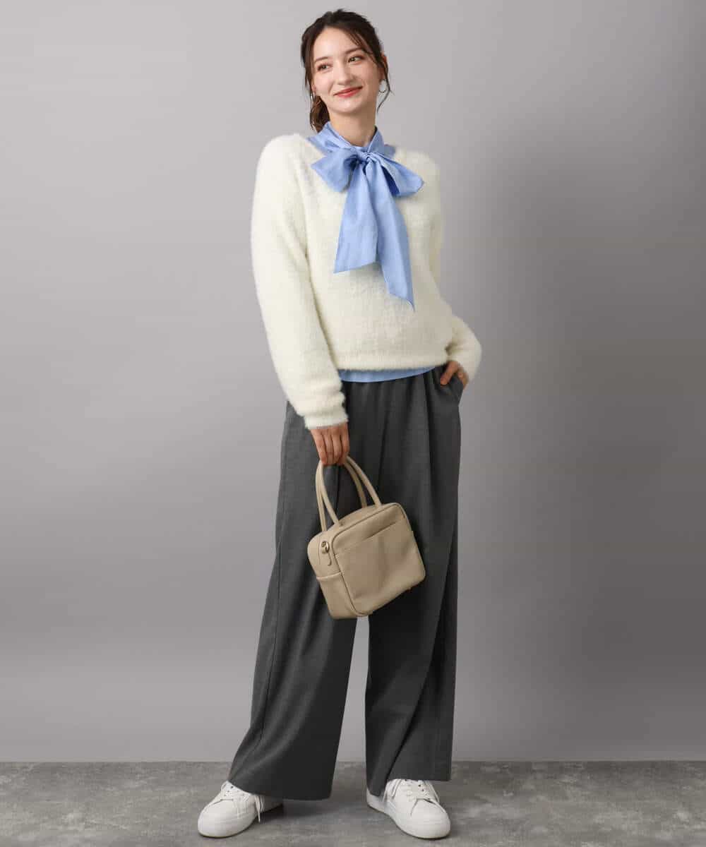 FKFAD46130 MK MICHEL KLEIN(MK ミッシェルクラン) フェザーニットプルオーバー/前後2way/洗える レッド