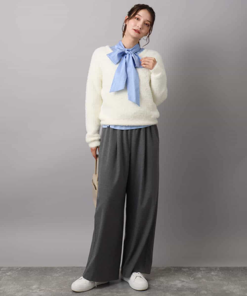 FKFAD46130 MK MICHEL KLEIN(MK ミッシェルクラン) フェザーニットプルオーバー/前後2way/洗える レッド