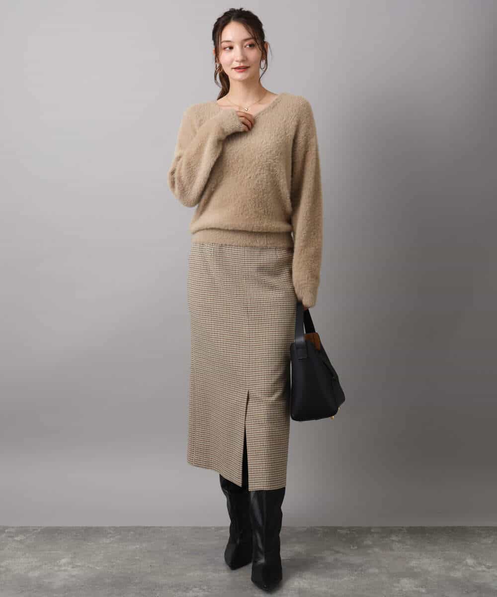 FKFAD46130 MK MICHEL KLEIN(MK ミッシェルクラン) フェザーニットプルオーバー/前後2way/洗える レッド