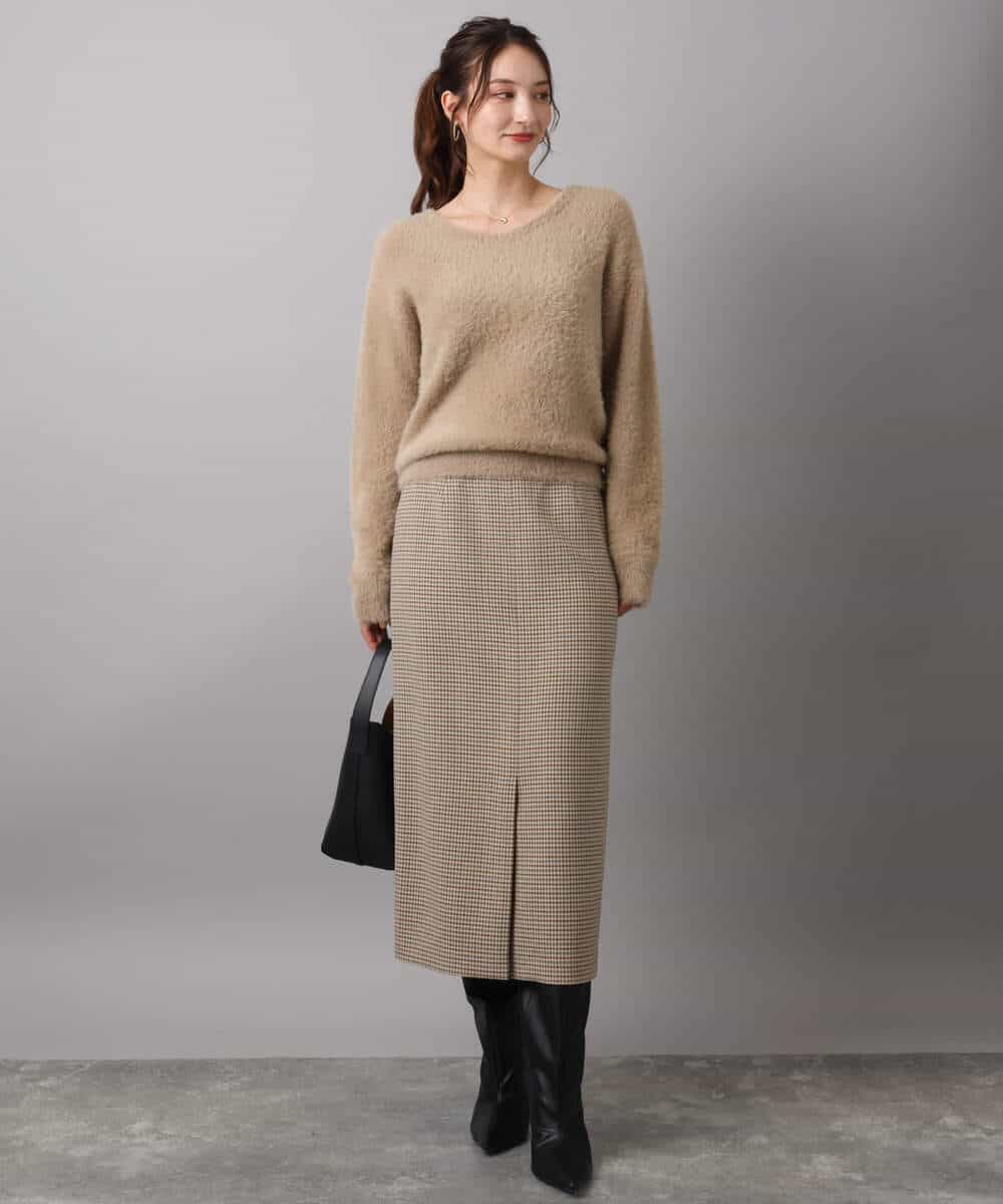 FKFAD46130 MK MICHEL KLEIN(MK ミッシェルクラン) フェザーニットプルオーバー/前後2way/洗える レッド