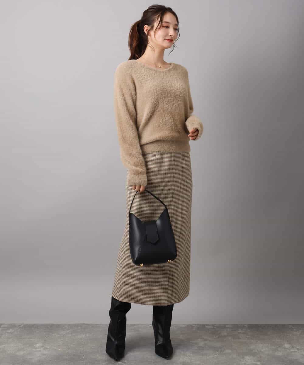 FKFAD46130 MK MICHEL KLEIN(MK ミッシェルクラン) フェザーニットプルオーバー/前後2way/洗える レッド