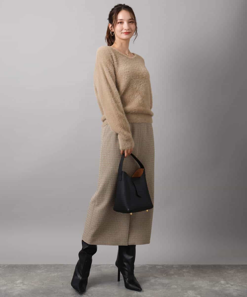 FKFAD46130 MK MICHEL KLEIN(MK ミッシェルクラン) フェザーニットプルオーバー/前後2way/洗える レッド