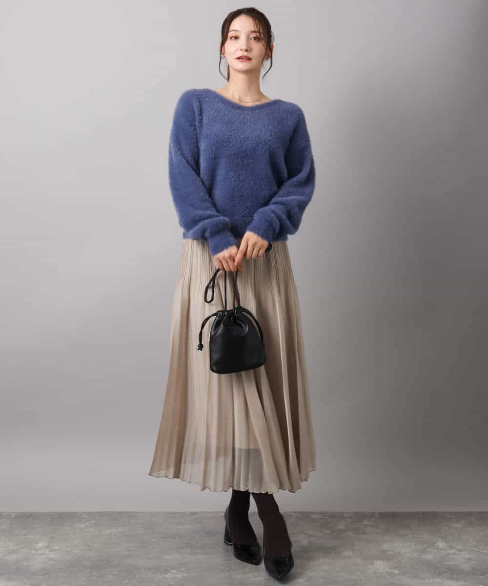 FKFAD46130 MK MICHEL KLEIN(MK ミッシェルクラン) フェザーニットプルオーバー/前後2way/洗える レッド