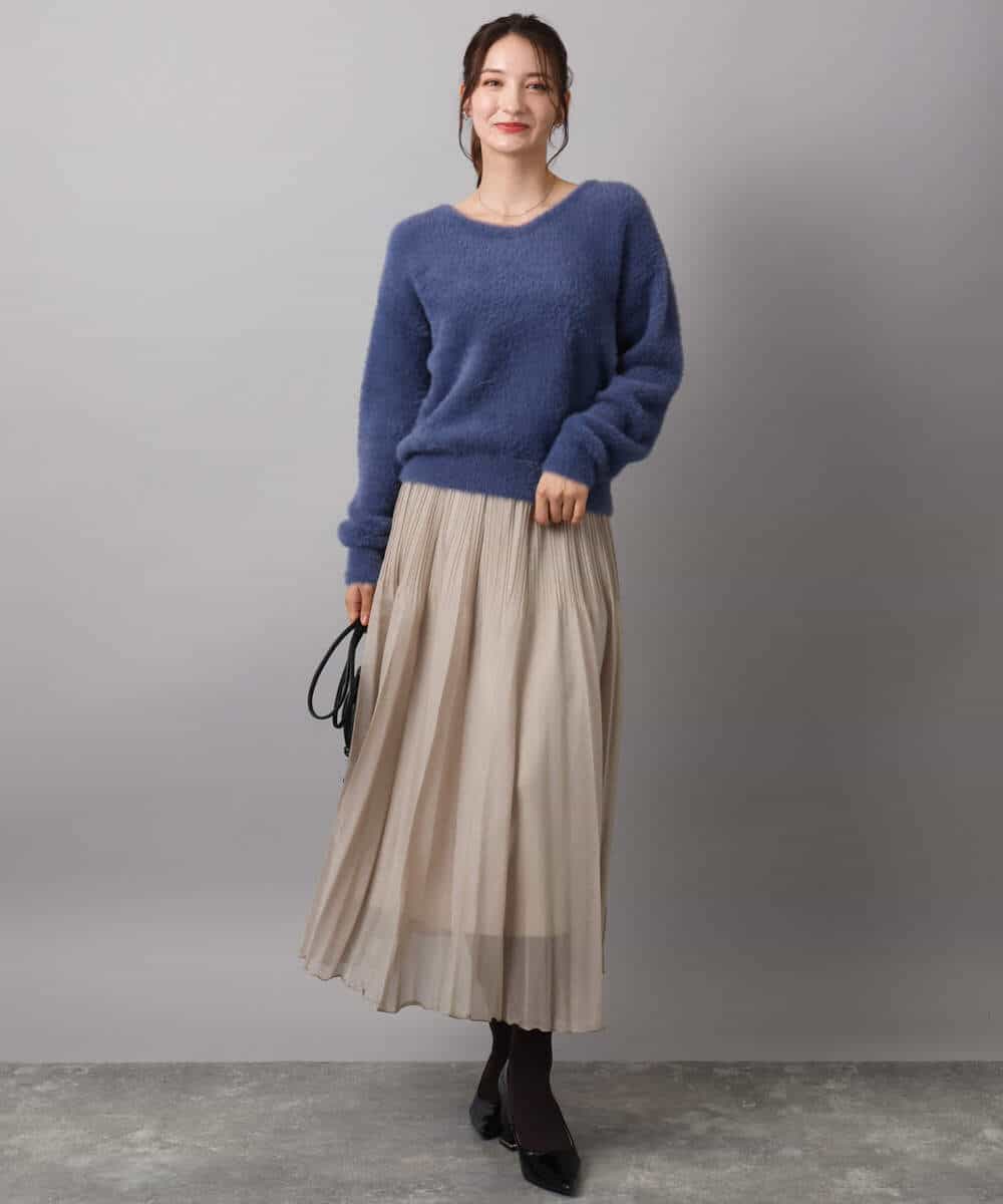 FKFAD46130 MK MICHEL KLEIN(MK ミッシェルクラン) フェザーニットプルオーバー/前後2way/洗える レッド