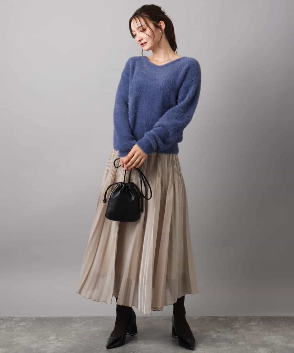FKFAD46130 MK MICHEL KLEIN(MK ミッシェルクラン) フェザーニットプルオーバー/前後2way/洗える レッド