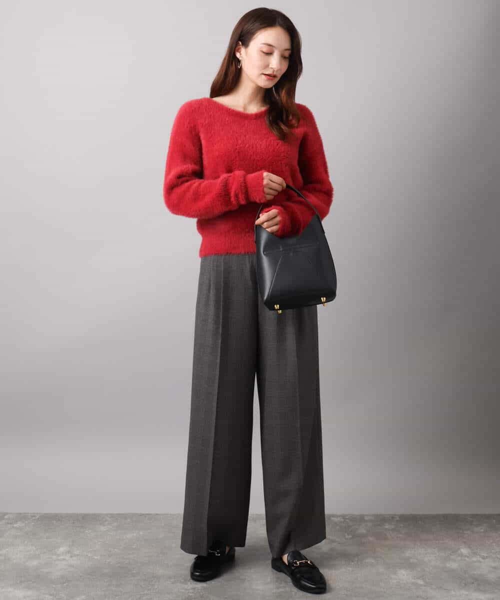 FKFAD46130 MK MICHEL KLEIN(MK ミッシェルクラン) フェザーニットプルオーバー/前後2way/洗える レッド
