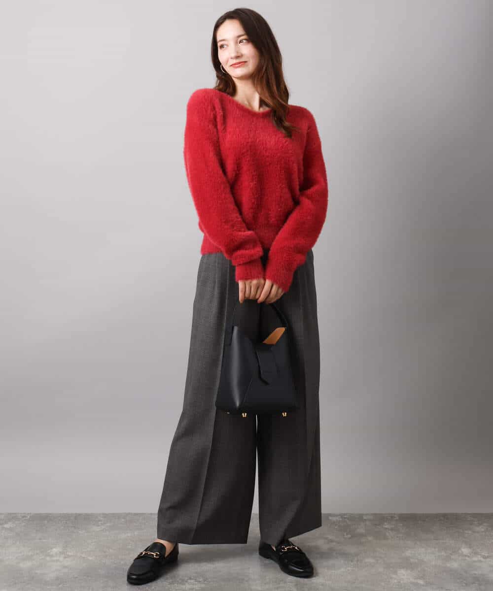 FKFAD46130 MK MICHEL KLEIN(MK ミッシェルクラン) フェザーニットプルオーバー/前後2way/洗える レッド