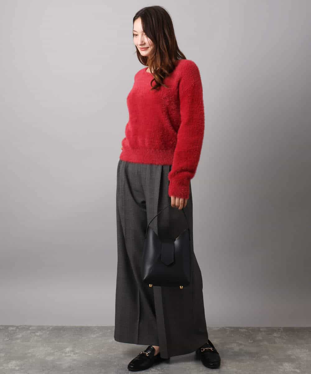 FKFAD46130 MK MICHEL KLEIN(MK ミッシェルクラン) フェザーニットプルオーバー/前後2way/洗える レッド