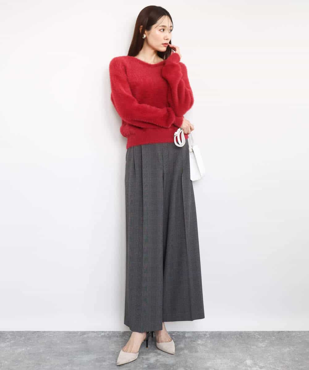 FKFAD46130 MK MICHEL KLEIN(MK ミッシェルクラン) フェザーニットプルオーバー/前後2way/洗える レッド
