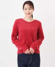 FKFAD46130 MK MICHEL KLEIN(MK ミッシェルクラン) フェザーニットプルオーバー/前後2way/洗える レッド