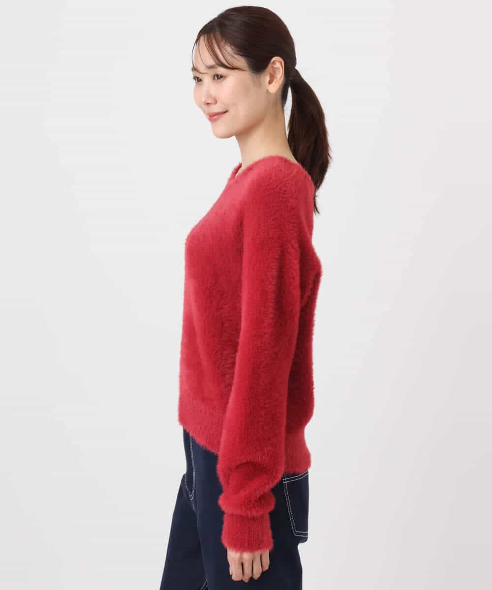 FKFAD46130 MK MICHEL KLEIN(MK ミッシェルクラン) フェザーニットプルオーバー/前後2way/洗える レッド
