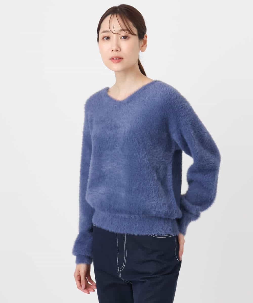 FKFAD46130 MK MICHEL KLEIN(MK ミッシェルクラン) フェザーニットプルオーバー/前後2way/洗える レッド