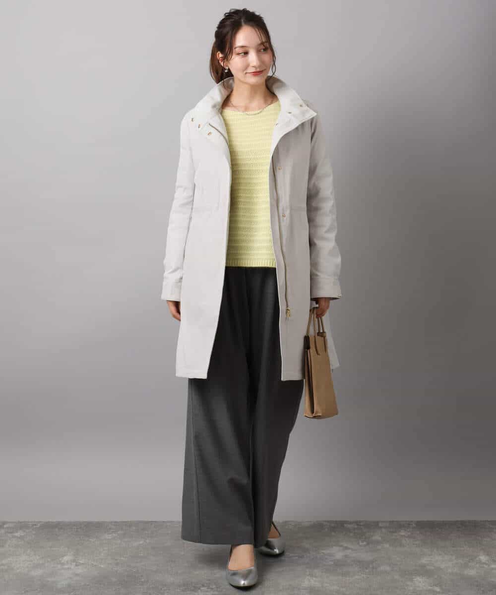 FKFAD47150 MK MICHEL KLEIN(MK ミッシェルクラン) シアーボーダーボリュームパフスリーブニット/洗える ライトイエロー