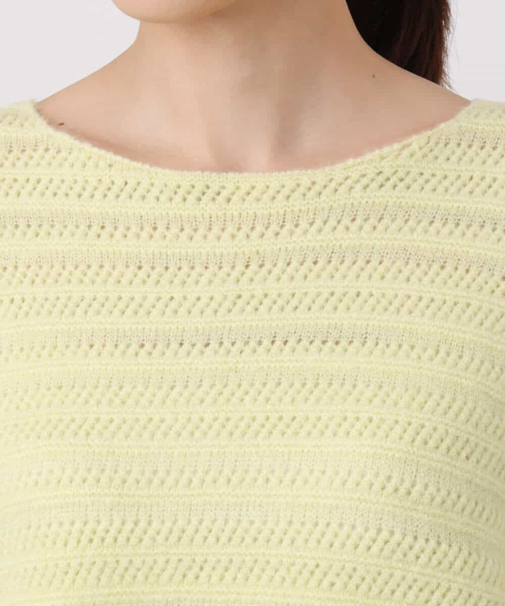 FKFAD47150 MK MICHEL KLEIN(MK ミッシェルクラン) シアーボーダーボリュームパフスリーブニット/洗える ライトイエロー