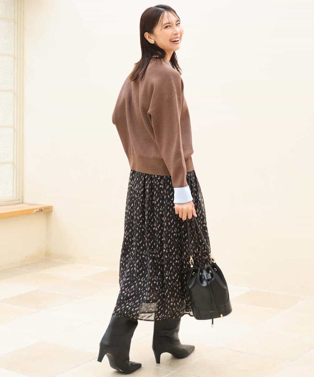 FKFAG40120 MK MICHEL KLEIN(MK ミッシェルクラン) [洗える]スウェットライク配色ニット ベージュ