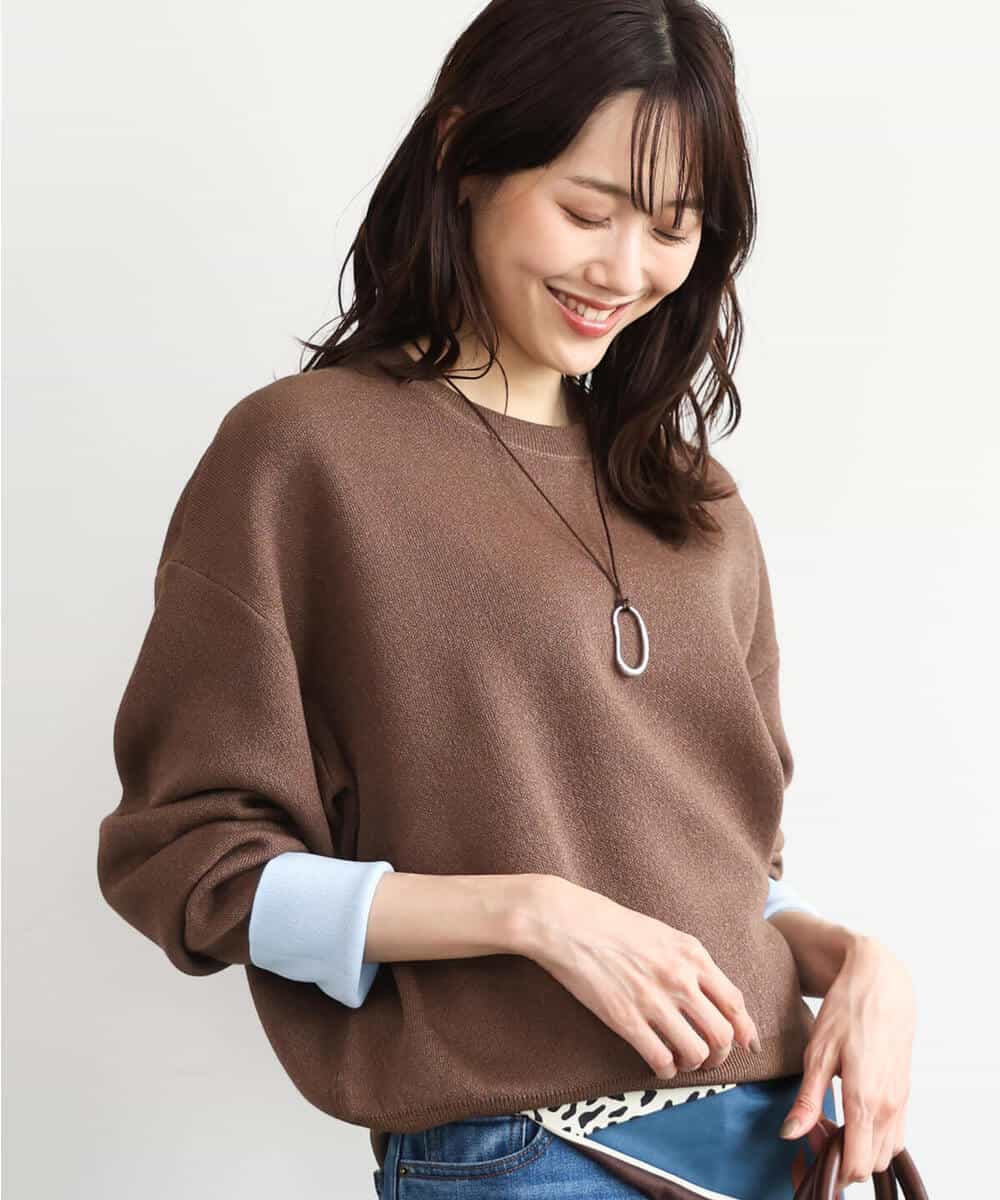 FKFAG40120 MK MICHEL KLEIN(MK ミッシェルクラン) [洗える]スウェットライク配色ニット ベージュ