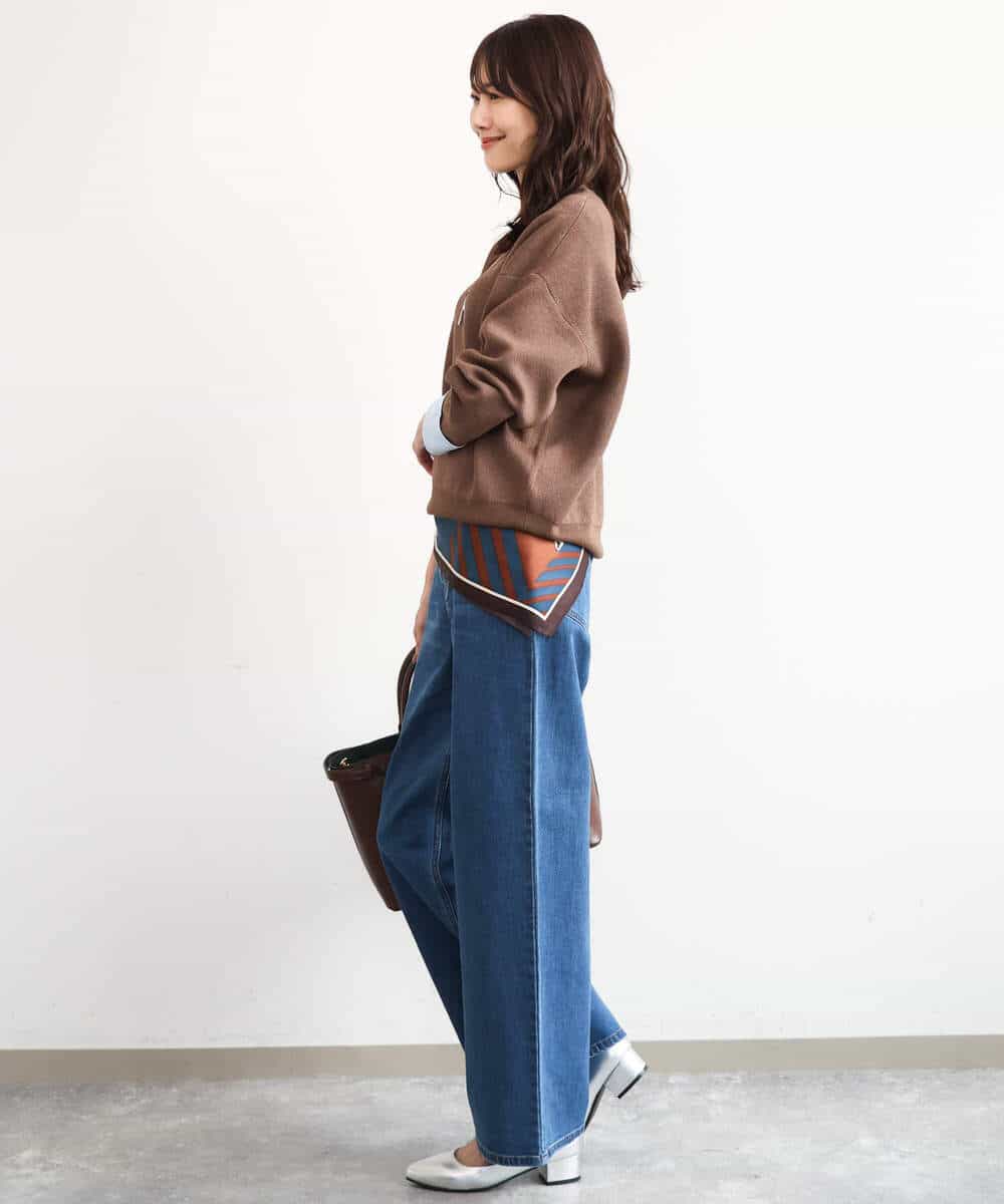 FKFAG40120 MK MICHEL KLEIN(MK ミッシェルクラン) [洗える]スウェットライク配色ニット ベージュ