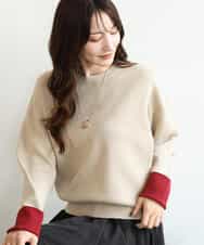 FKFAG40120 MK MICHEL KLEIN(MK ミッシェルクラン) [洗える]スウェットライク配色ニット ベージュ