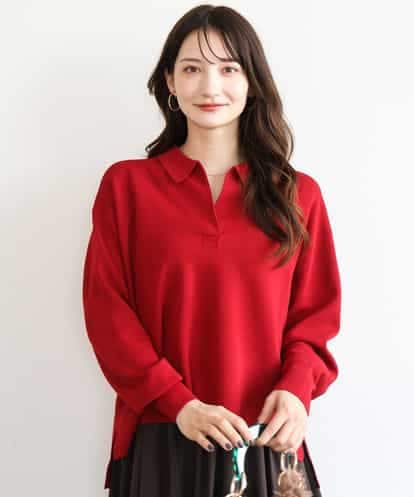 FKFAG42160 MK MICHEL KLEIN [洗える]衿付きラガーニット
