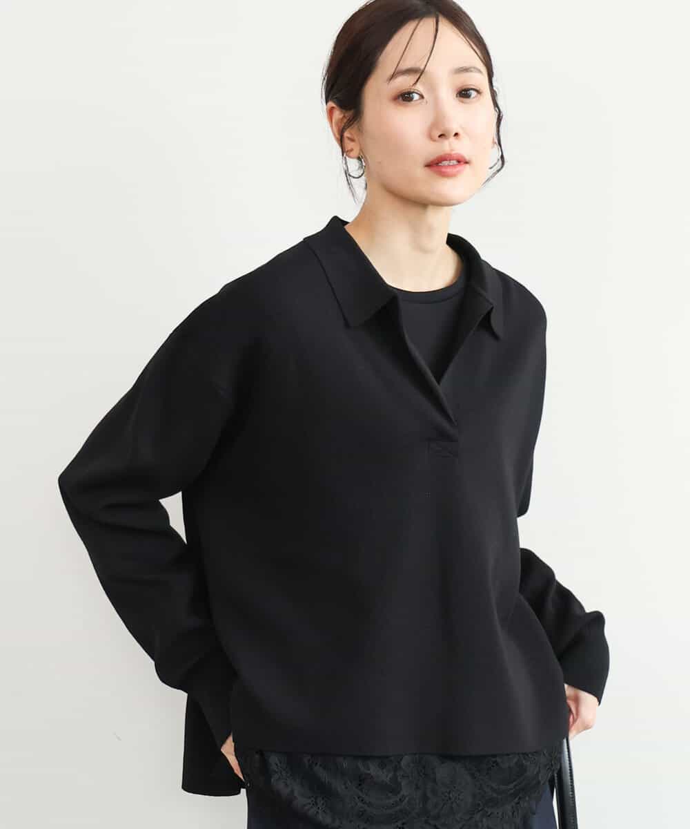 FKFAG42160 MK MICHEL KLEIN(MK ミッシェルクラン) [洗える]衿付きラガーニット レッド