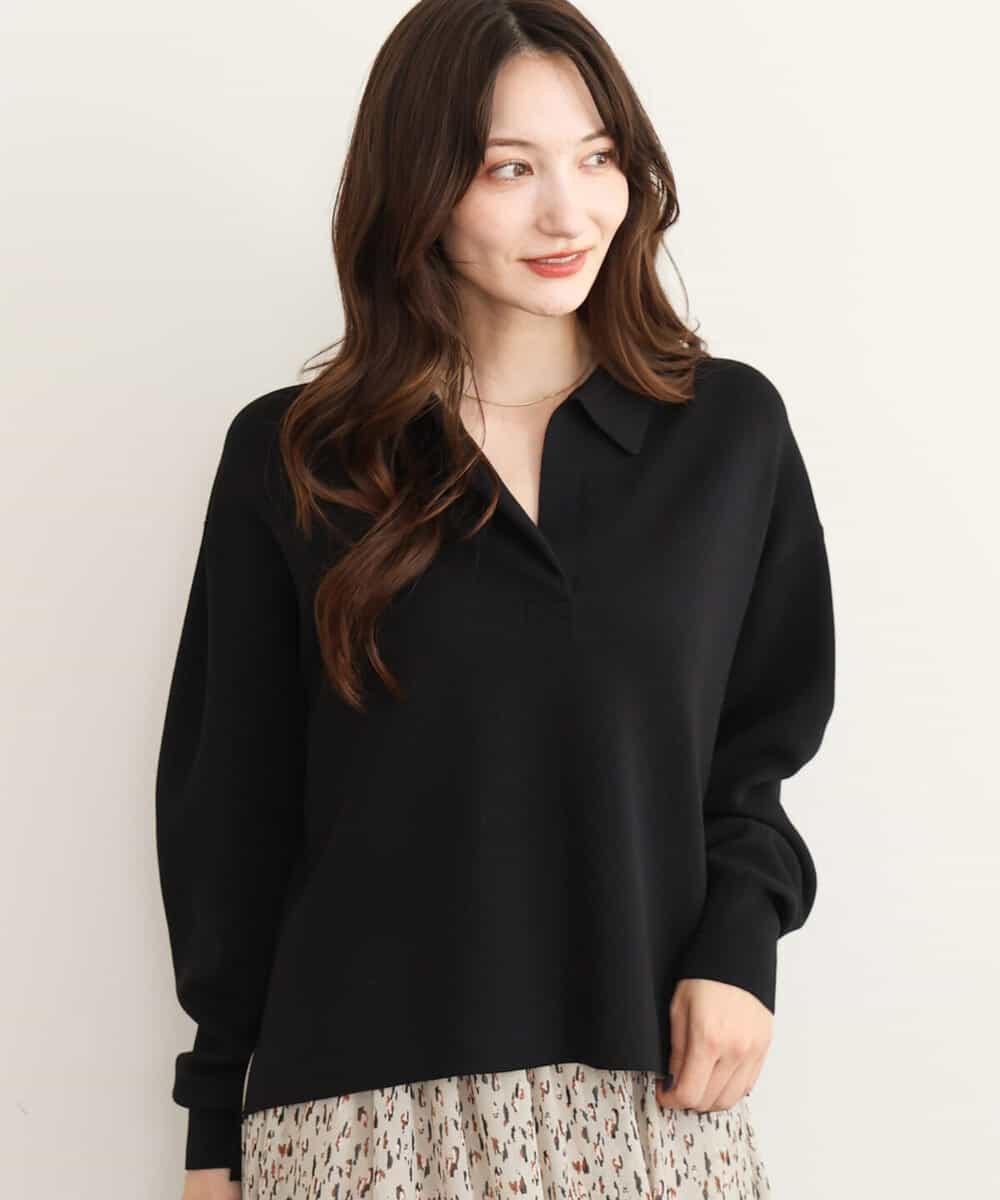 FKFAG42160 MK MICHEL KLEIN(MK ミッシェルクラン) [洗える]衿付きラガーニット レッド