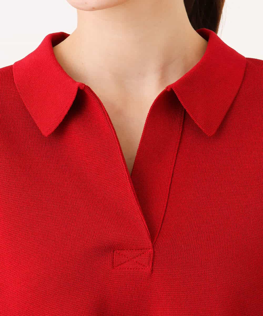FKFAG42160 MK MICHEL KLEIN(MK ミッシェルクラン) [洗える]衿付きラガーニット レッド